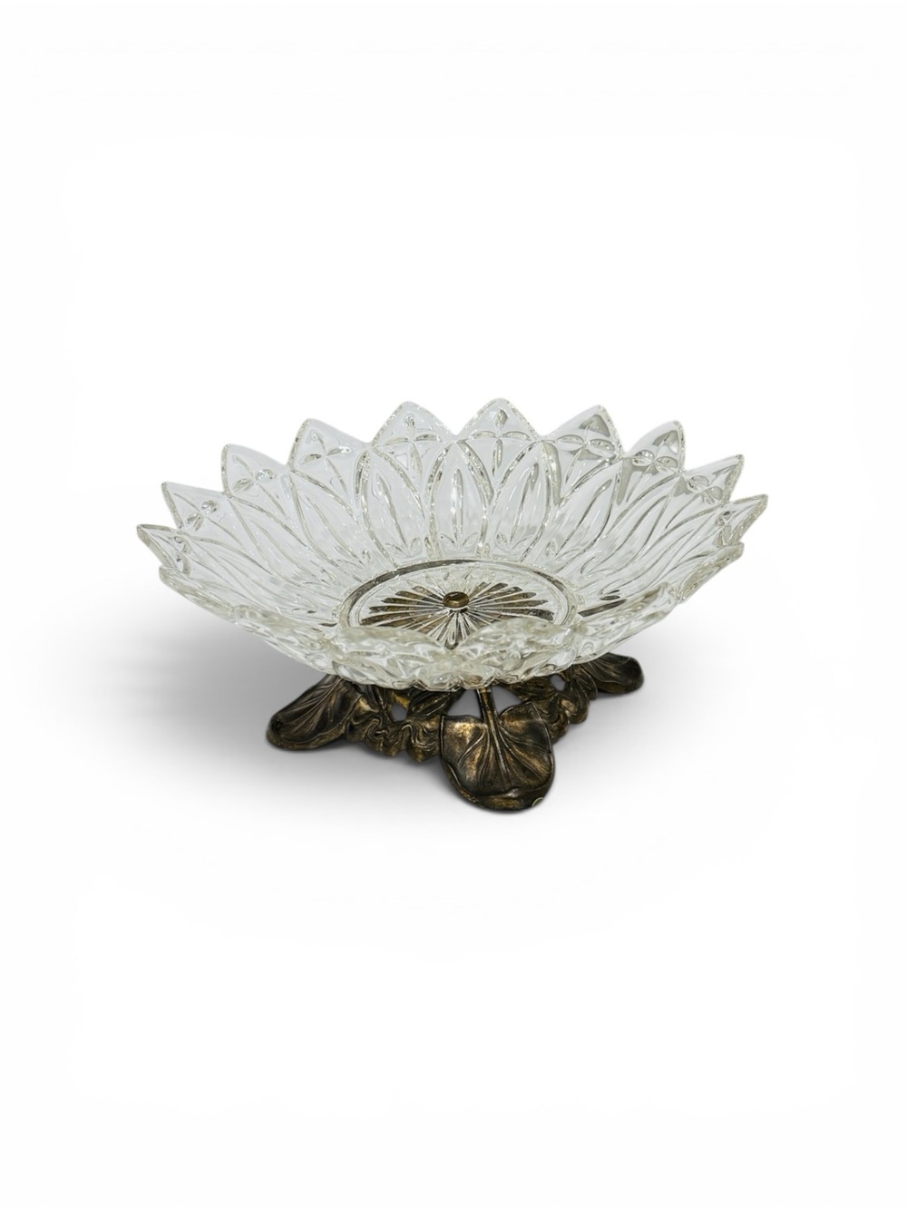 Vintage Federal Glass “Petals”  Lotus Pedestal Bowl – Hollywood Regency